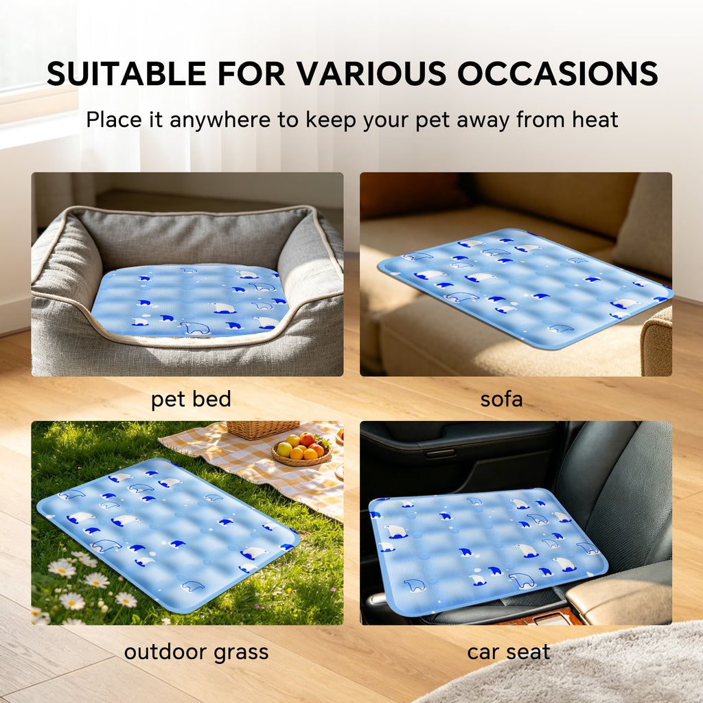 Water-Fill Pet Cooling Mat for Cats & Dogs, Reusable Washable Summer Cooling Pad, Blue, 35.43" x 23.62"