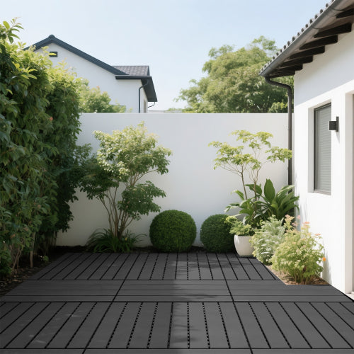 AEELLEEA Interlocking Deck Tiles, 24 x 12 in, 0.8 in Thick, Easy-Cut Flooring for Patios, Balconies and Gardens