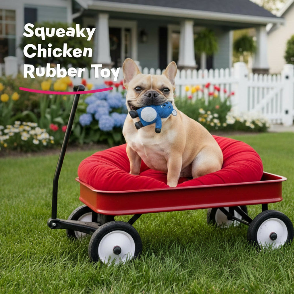 My Pet & Me - Squeaky Dog Toys for Light to Moderate Chewers - Fun Latex Toys for Puppies, Teething, and Gentle Play - Interactive Fetch and Chew Toy with Squeaker (Blue Mouse, 4.3 Inch)