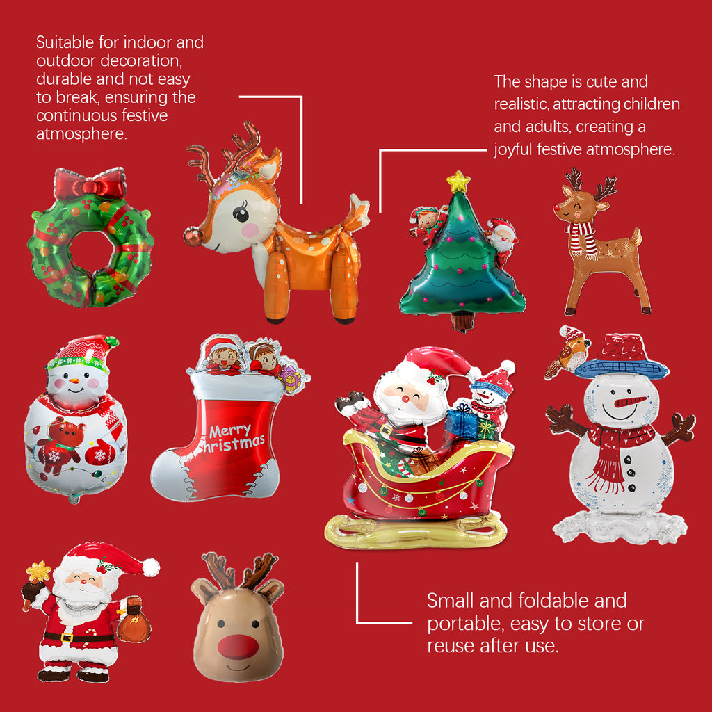 Dowmoo Christmas Balloons Balloon Standing Santa Claus Reindeer Christmas Tree Event Atmosphere Decoration