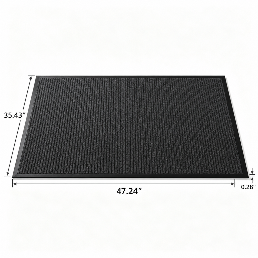 Heavy Duty Non-Slip Door Mat, Low Profile Dirt Trapper Absorbent Entrance Rug with Rubber Back, Indoor Outdoor Floor Mat for Entryway Garage Office