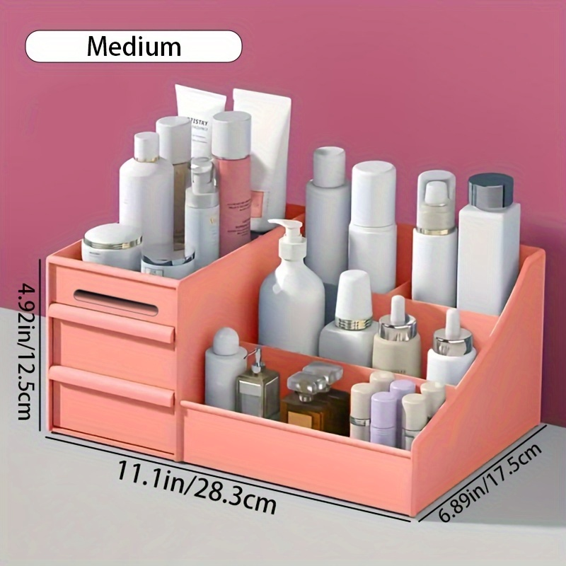 Lightweight Plastic Cosmetic Storage Box Organizer for Makeup, Skincare, Perfume and Beauty Accessories, Convenient Vanity Storage
