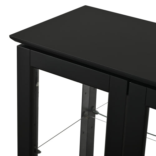 AEELLEEA Black Curio Display Cabinet with Tempered Glass Doors, Adjustable Shelves & Acrylic Mirror Back Panel