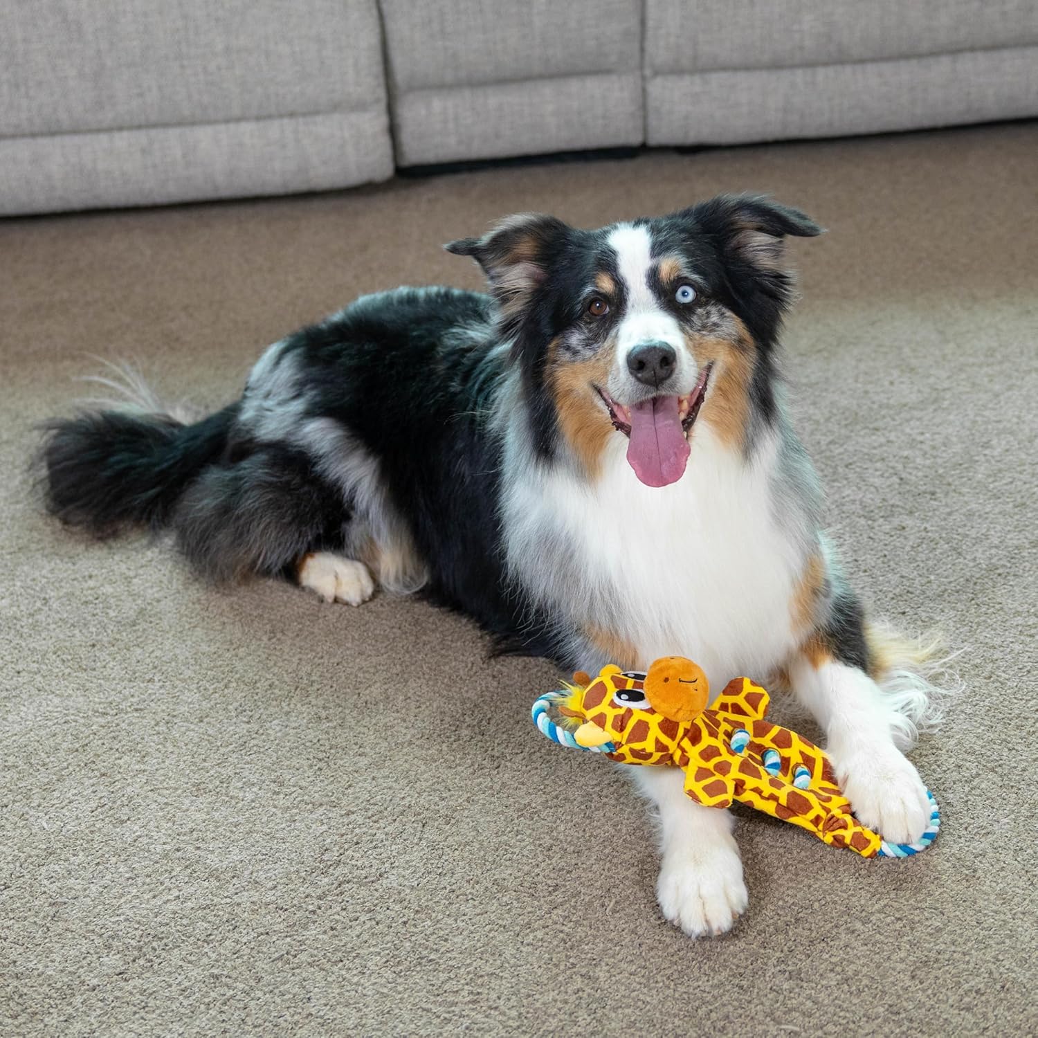 ZippyPaws  Dog Tug Toy for Tugging Squeaky Fun, 15.4 Inch Giraffe, Yellow, Small