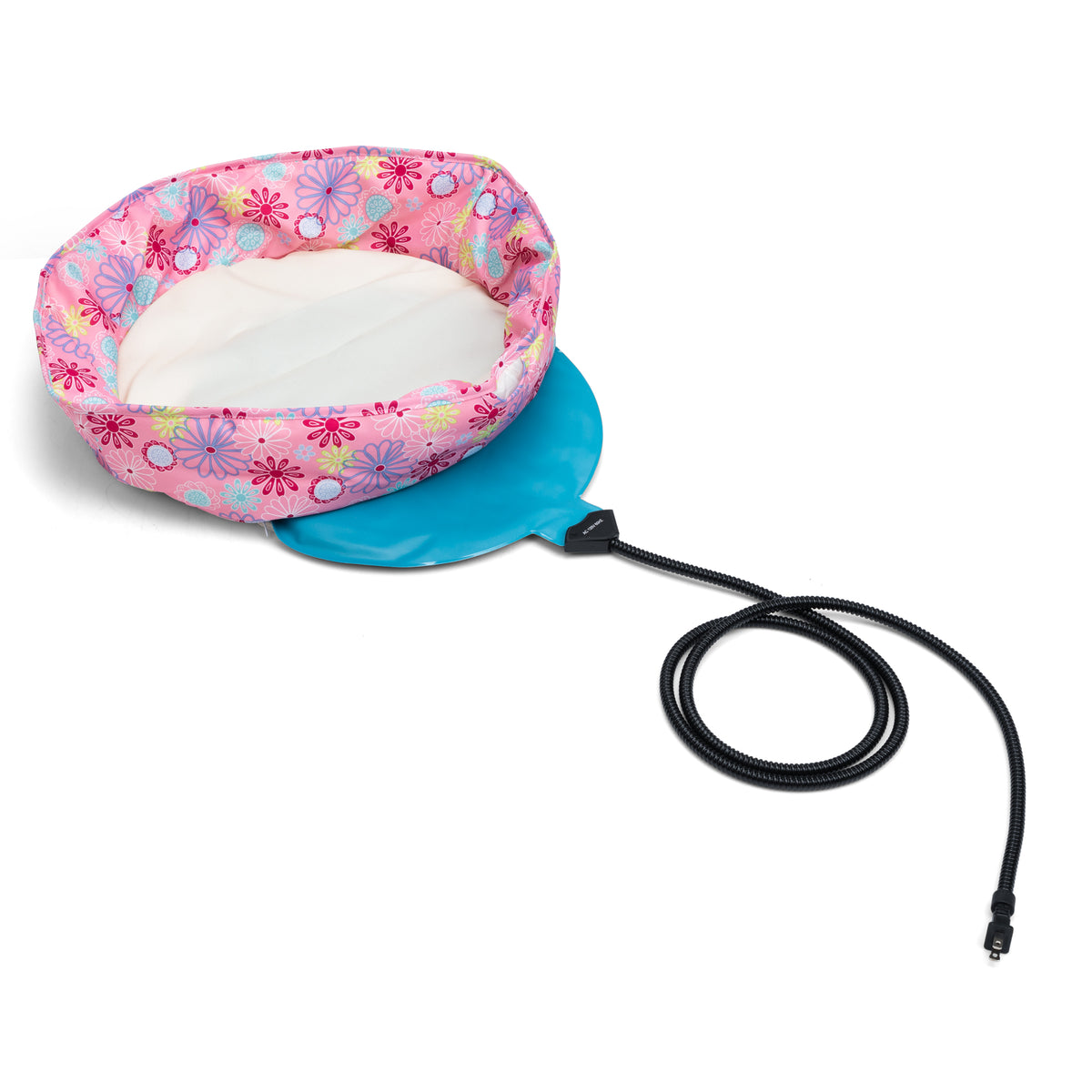 Floral Pink Heated Cat Bed & Warming Pad Set, Plush Electric Pet Heating Mat with Removable Zippered Cover for Indoor Cats & Small Dogs
