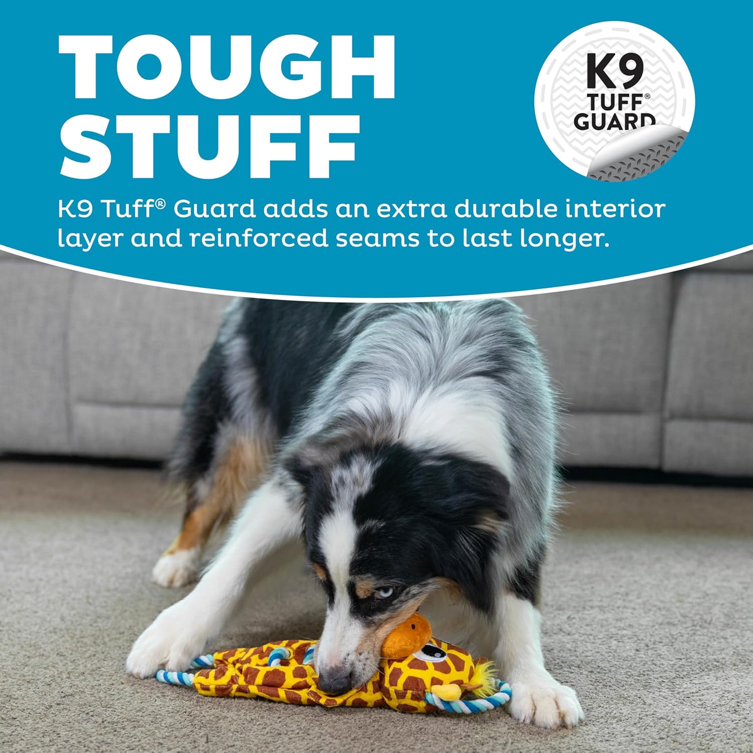 ZippyPaws  Dog Tug Toy for Tugging Squeaky Fun, 15.4 Inch Giraffe, Yellow, Small