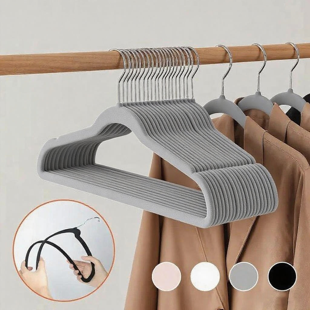 10 PACK VELVET HANGER BLACK