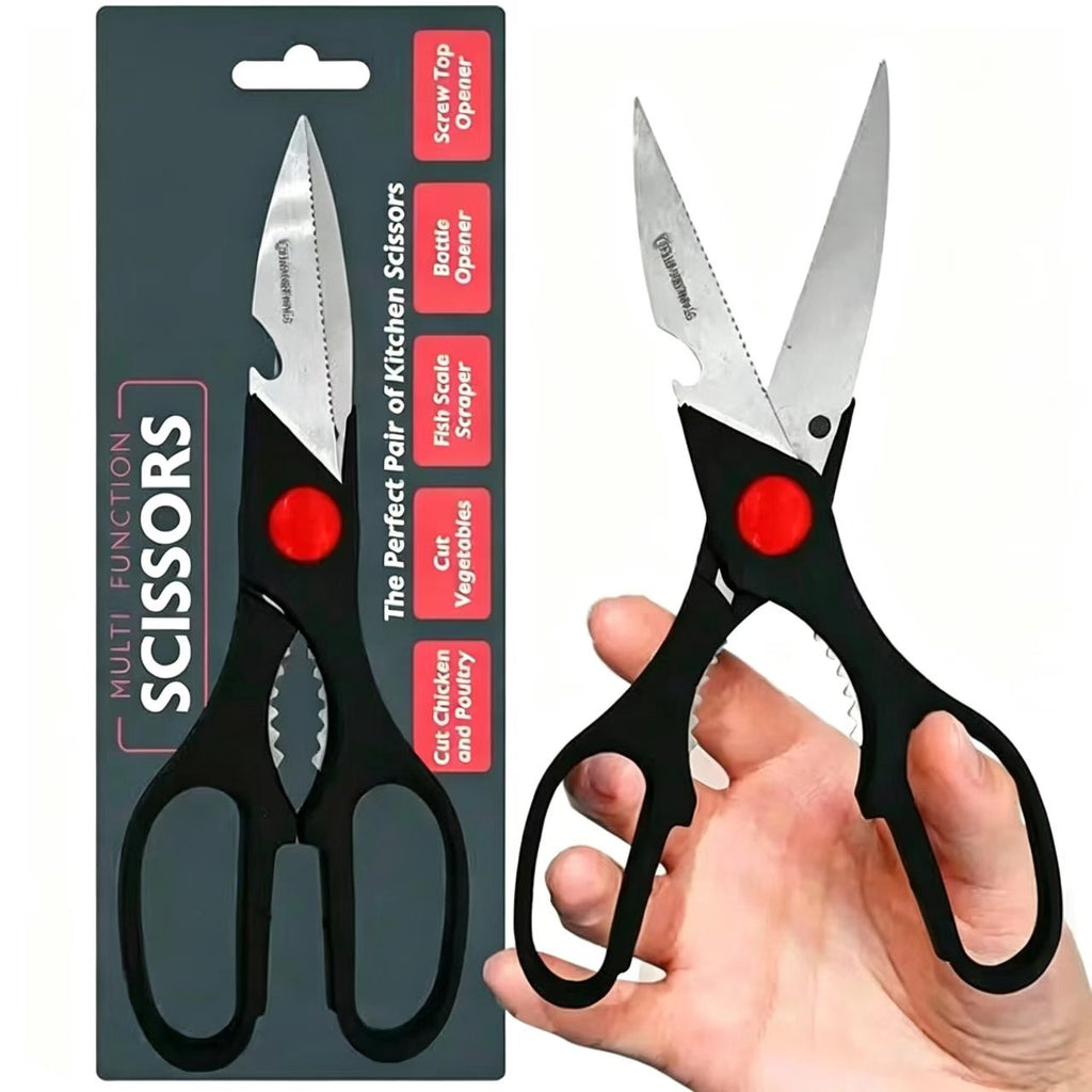 AEELLEEA-Heavy Duty Multi-Purpose Kitchen Scissors, Sharp Scissors with Nutcrackers,Bottle Opener, Vegetable Cutting Scissors,Multi-Purpose Gadgets