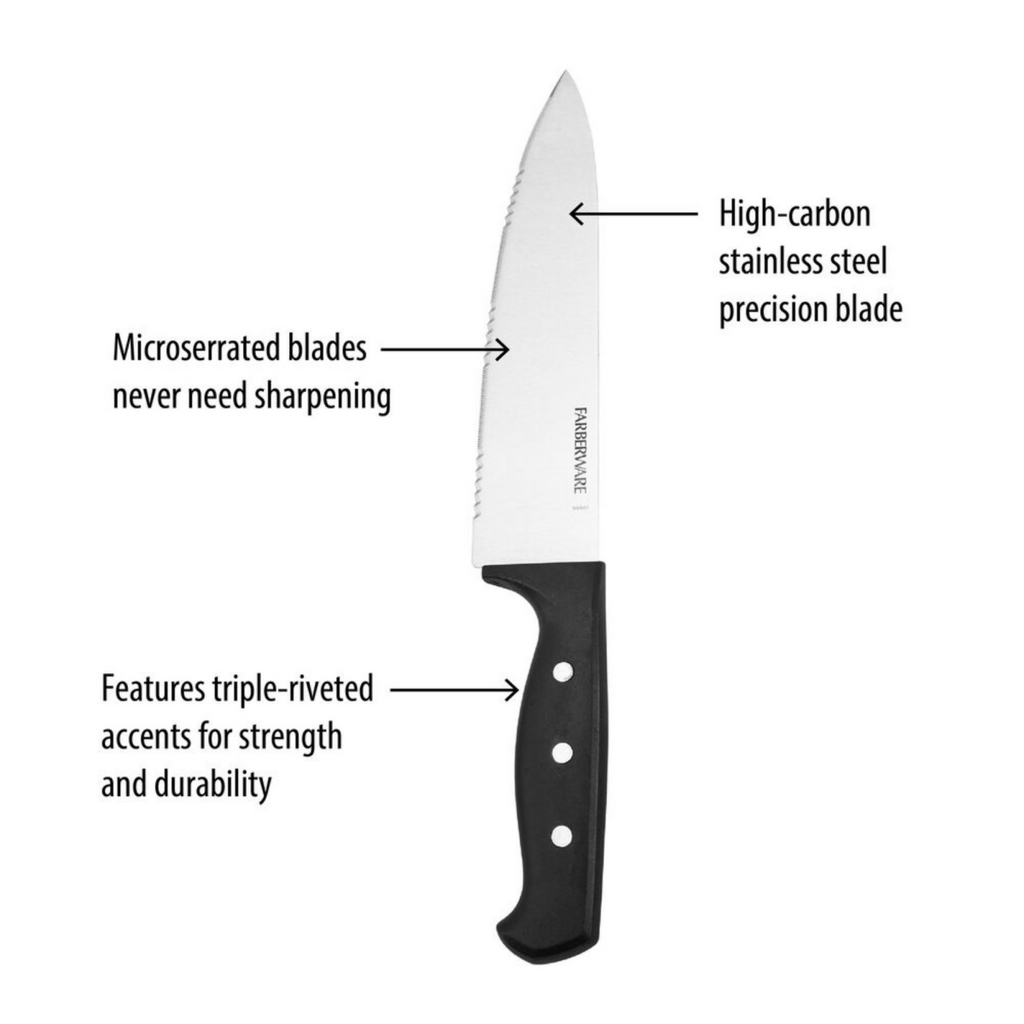 AEELLEEA 22 Piece Kitchen Knife Set with Wood Block, High Carbon Stainless Steel Knives, Spatulas & Measuring Spoons