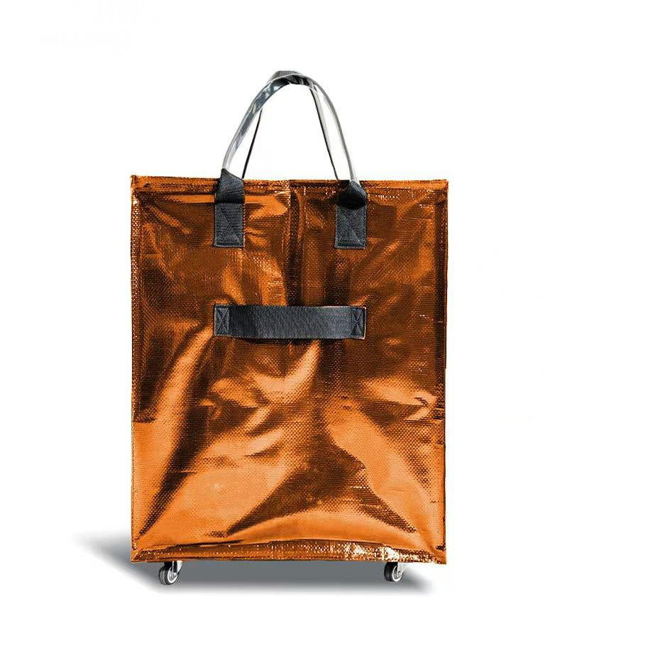 Folds Flat Reusable Grocery Bag on Wheels, Waterproof Shopping Trolley Bag, Foldable Rolling Cart Bag for Grocery, Travel & Home Storage, Space-Saving Utility Organizer