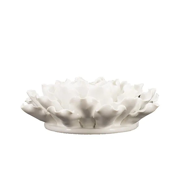 Handmade Cream Ceramic Flower Wall Decor 7.3×2.8 Inch, 3D Sculptural Floral Wall Art for Living Room Bedroom Home Decor