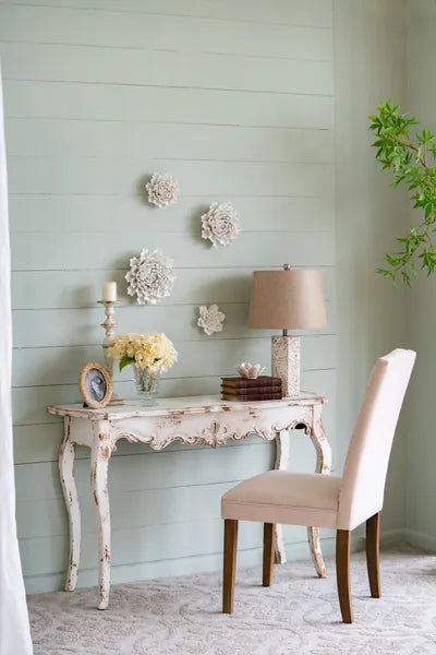 Handmade Cream Ceramic Flower Wall Decor 7.3×2.8 Inch, 3D Sculptural Floral Wall Art for Living Room Bedroom Home Decor
