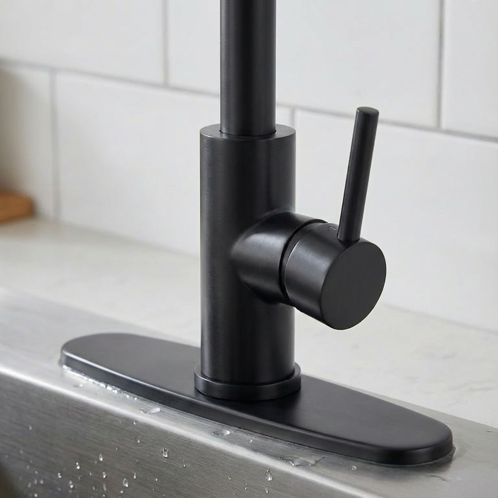 AEELLEEA Matte Black Pull Down Kitchen Faucet, Single Handle Spring Kitchen Sink Faucet with Dual Spray Modes, Deck Mount for Kitchen