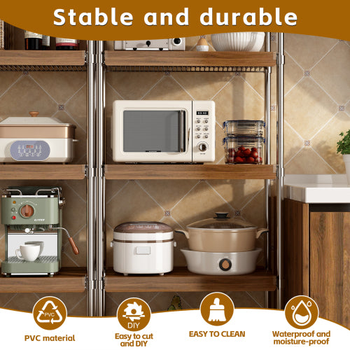 AEELLEEA 24×16 Inch Wire Shelf Covers, 5 Pack Wood Grain PVC Shelving Liners for Metal Wire Rack, Waterproof DIY Cuttable Pantry Organizer, Walnut