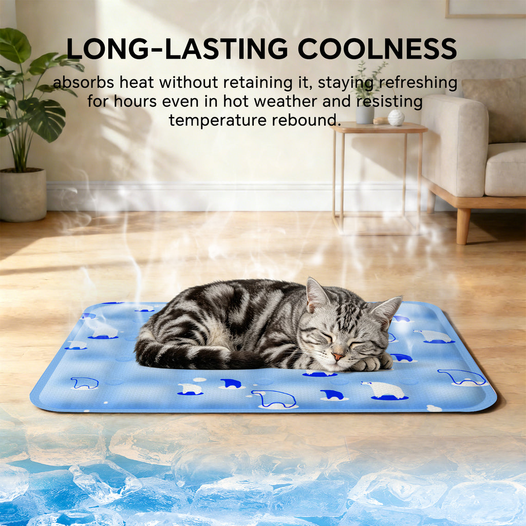 Water-Fill Pet Cooling Mat for Cats & Dogs, Reusable Summer Cooling Pad, Blue, 27.56" x 47.24"