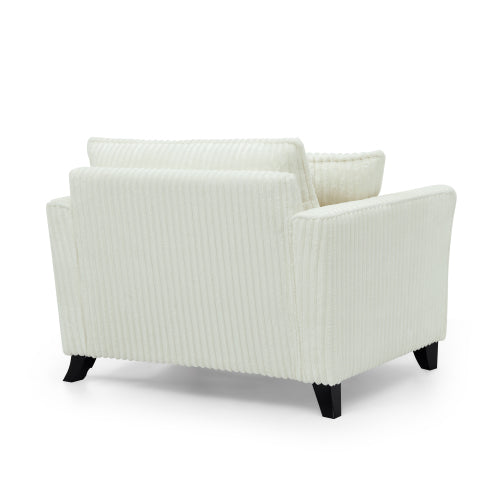 AEELLEEA Ivory Corduroy Accent Chair with Pillows, Modern Upholstered Armchair for Living Room or Bedroom