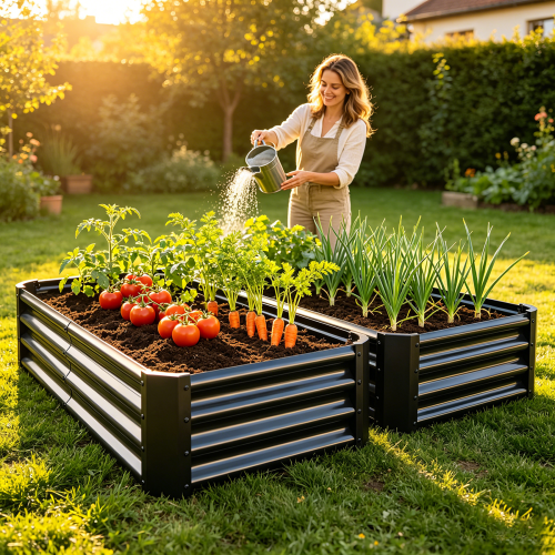 AEELLEEA 70.87 x 35.83 x 11.81 Inch Black Galvanized Metal Raised Garden Bed, 2 Pack Rectangular Outdoor Planter Box for Vegetables, Herbs & Flowers