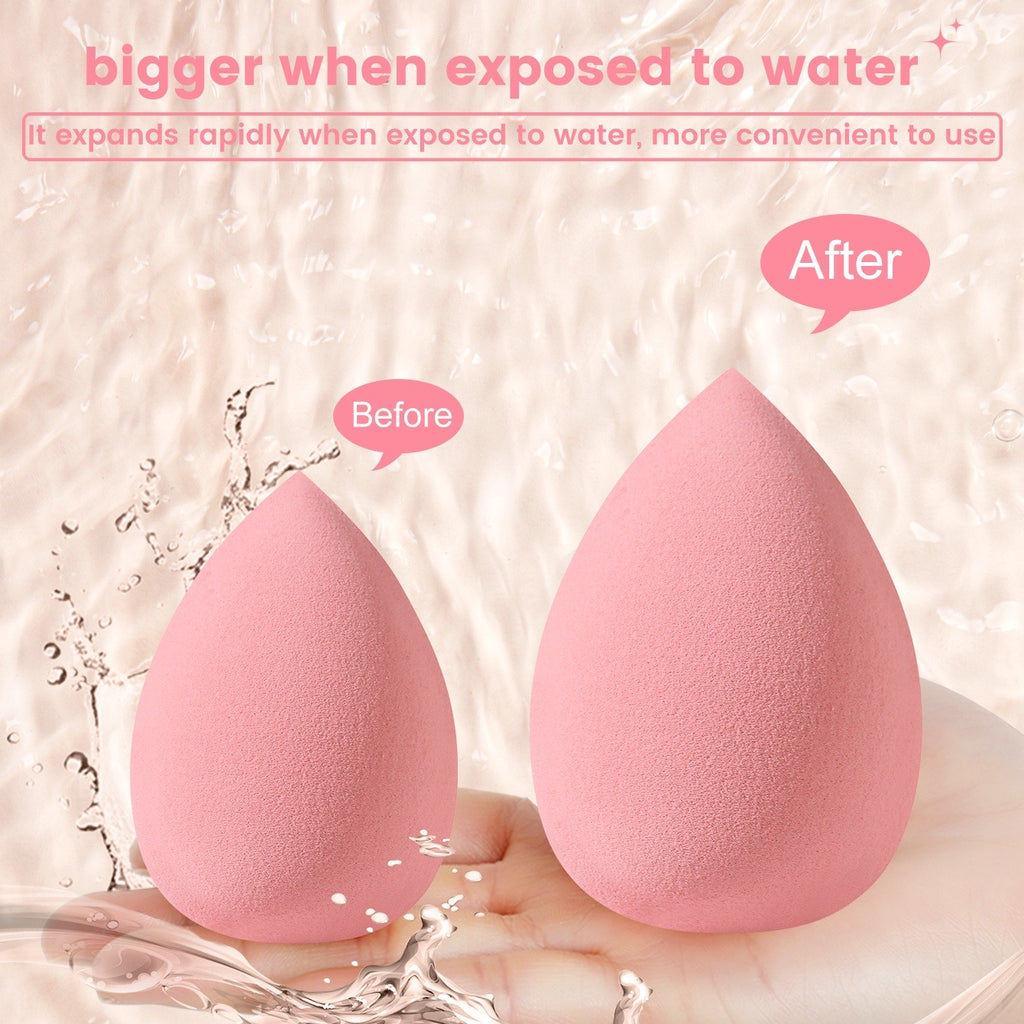 12Pcs Pink Makeup Tool Set, Beauty Blenders, Powder Puffs, Bow Headband, Multi-Size Cosmetic Applicator Kit for Beginners