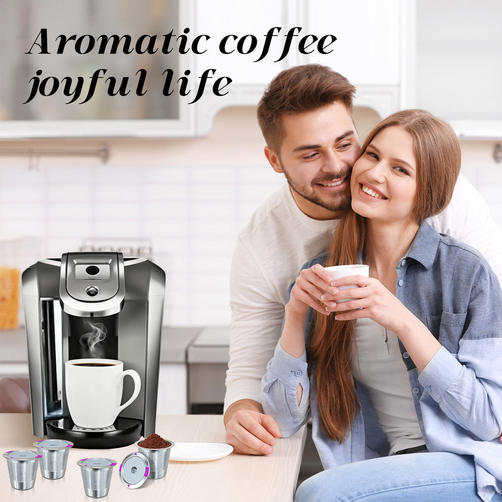 Reusable K Cup Coffee Pods, 304 Stainless Steel Refillable Coffee Filter Compatible with K-Cup Coffee Makers, Include Cleaning Brush & Storage Box
