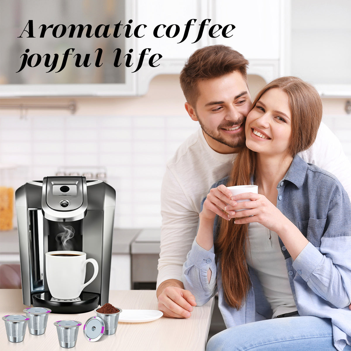 Reusable K Cup Coffee Pods, 304 Stainless Steel Refillable Coffee Filter Compatible with K-Cup Coffee Makers, Include Cleaning Brush & Storage Box