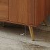 Brown Bathroom Vanity with Sink, Walnut Modern Freestanding Cabinet with White Marble Top, Doors and Drawers, Gold Legs