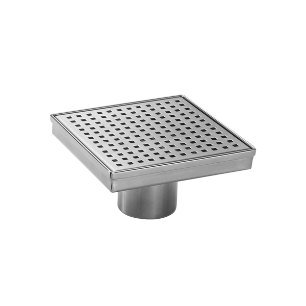 6 Inch Square Grid Shower Floor Drain, Rust‑Resistant Easy‑Removal Drain Cover for Bathroom Kitchen Balcony