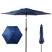Outdoor Patio Umbrella Dark Blue, Square Top Sun Shade with Silver Pole and Base, Tilt Adjustable for Deck Backyard Garden