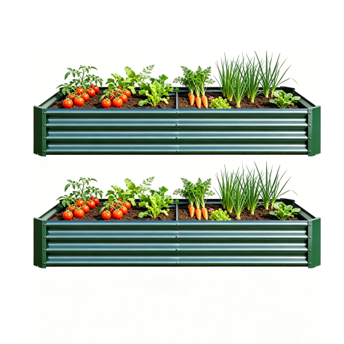 AEELLEEA 70.87 x 35.83 x 11.81 Inch Green Galvanized Metal Raised Garden Bed, 2 Pack Rectangular Outdoor Planter Box for Vegetables, Herbs & Flowers