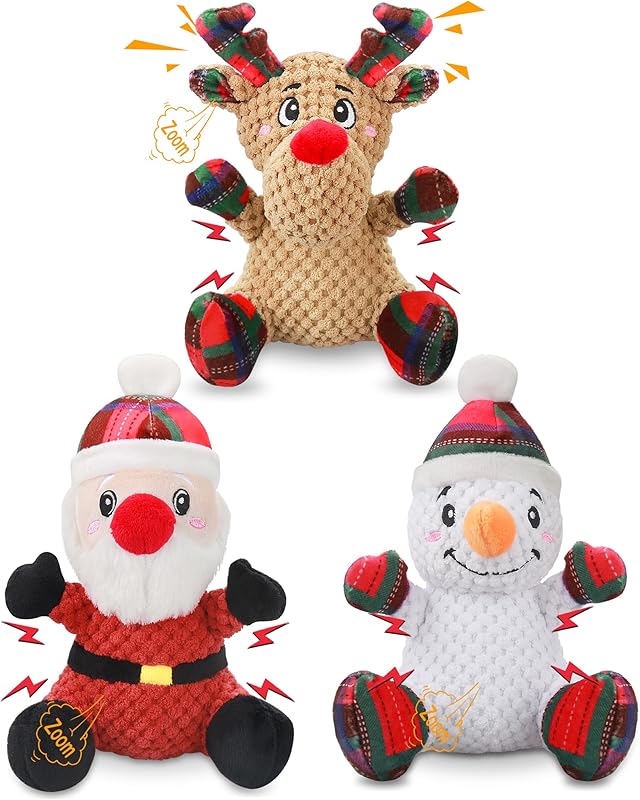 Dog Toys, Dog Squeaky Toy with Crinkle Paper, Interactive Durable Plush Dog Chew Toys for Puppy, Small, Middle, Large Dogs Training and Reduce Boredom