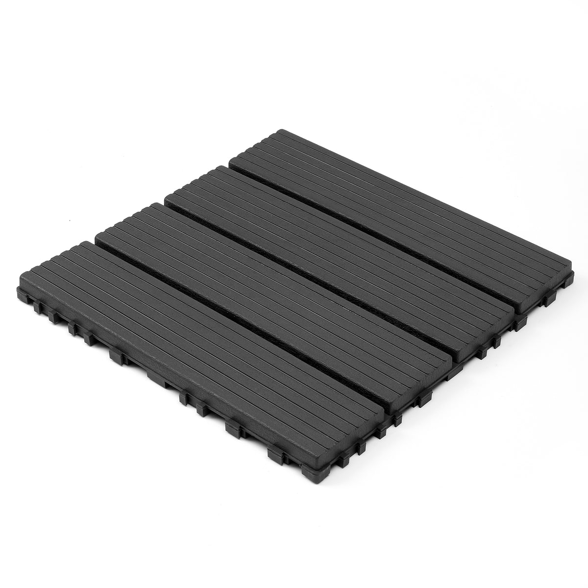 AEELLEEA 44 Pack Interlocking Plastic Deck Tiles, 12"×12" PP Patio Floor Tiles, Non-Slip Drainable Outdoor Flooring for Balcony, Poolside, Backyard