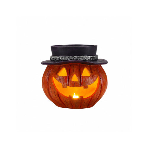 AEELLEEA Halloween Pumpkin Candy Bowl with Top Hat, Resin Jack O Lantern Tabletop Storage Holder for Home Party Decor