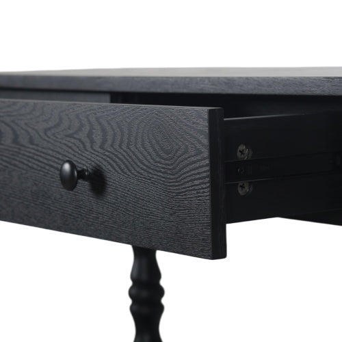 AEELLEEA 47.2" Black Farmhouse Console Table with 3 Drawers and Storage Shelf, Rustic Entryway Sofa Table with Turned Legs