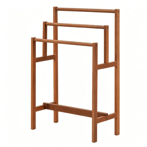 AEELLEEA 3-Tier Wooden Towel Rack, Freestanding Solid Hardwood Towel Holder for Bathroom, Bedroom and Blankets