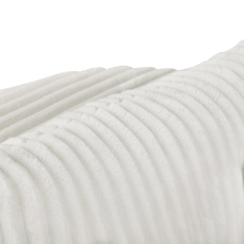 AEELLEEA Ivory Round Accent Chair with Ribbed Upholstery and Decorative Pillows