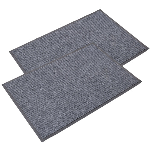 2 Pack Door Mat 36x24, Grey Non-Slip Indoor Outdoor Doormat, Absorbent Rug for Entryway Front Door Pet Friendly