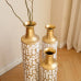 Metal Floor Vases Set of 3, White Gold Foil Vases 24 28 32.3 Inch, Tall Decorative Vases for Living Room Entryway