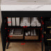 Black Bathroom Vanity with Sink, Modern Freestanding Cabinet with White Marble Top, Open Shelves and 3 Drawers, Gold Handles