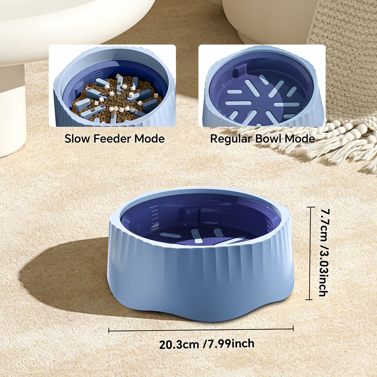 Cat Slow Feeder Bowl with Removable Insert and Non-Slip Base, Maze Anti-Choke Design, for Cats, Green
