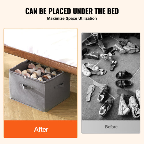 Under Bed Shoe Storage Organizer, 16 Compartments with Adjustable Dividers, Clear Window & Reinforced Handles, Breathable.