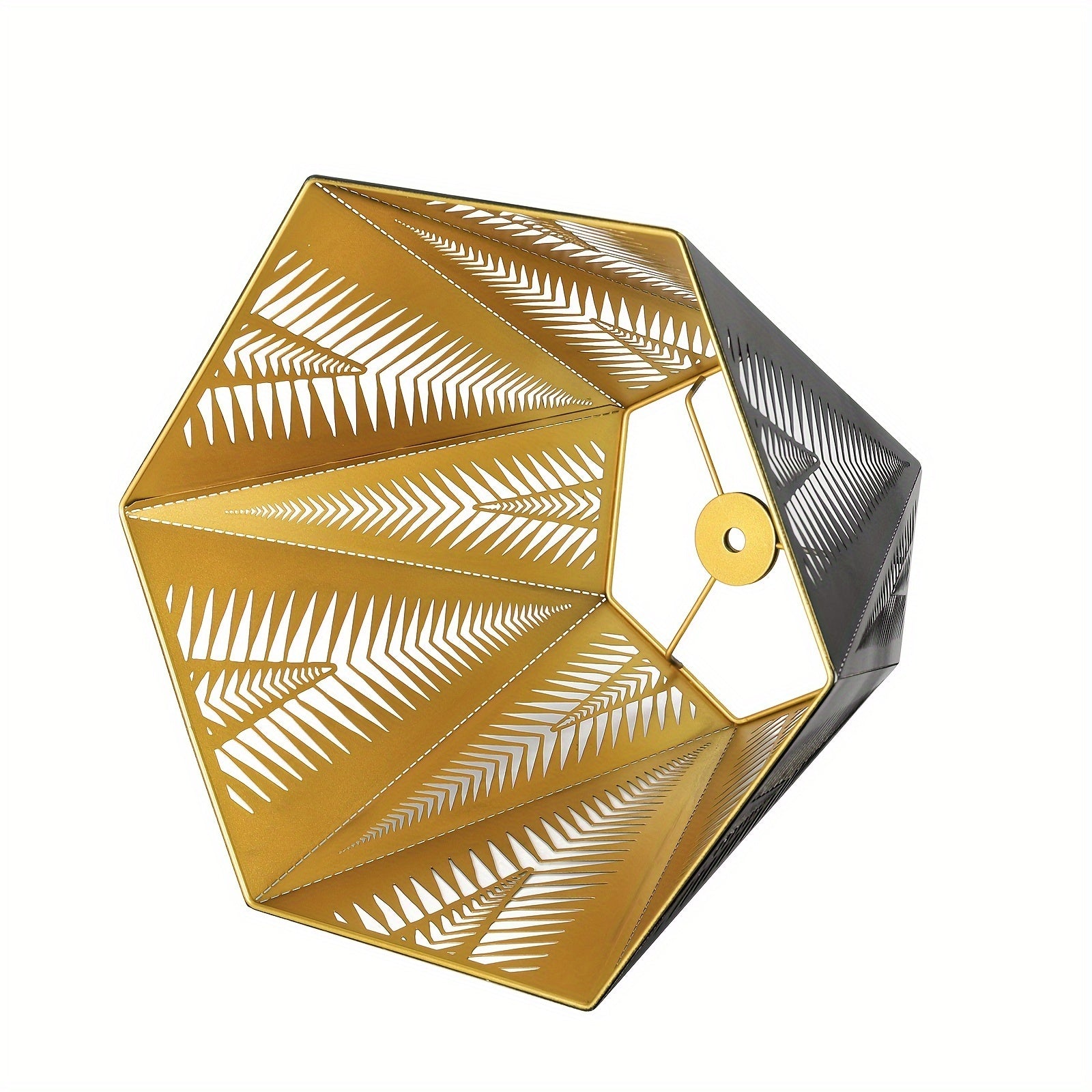 "Vintage Metal Lamp Shade with 12-Side Etched Spike Pattern for Table/Floor Lamps, Outdoor & Indoor Decor, 7 x 13.8x 9.5， Inches (Black/Gold Finish)"