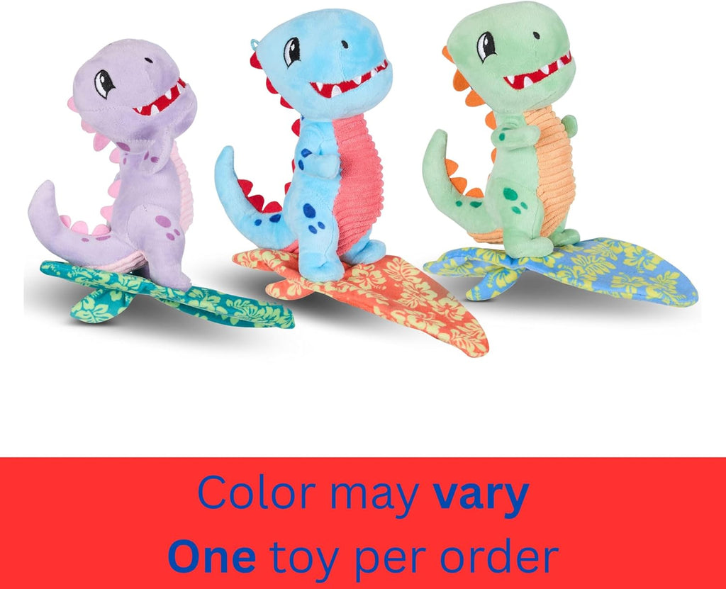 Bow Wow Fantasy Creature Plush Dog Toy – Squeaky & Crinkle Dino or Dragon – Toss, Fetch & Play – Soft & Durable – Colors May Vary