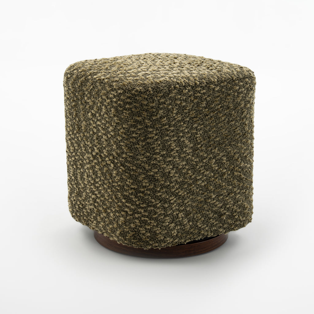 AEELLEEA 16.53" Swivel Ottoman Stool, Green Boucle Textured Round Cube Footrest, 300 Lbs Capacity for Living Room Entryway