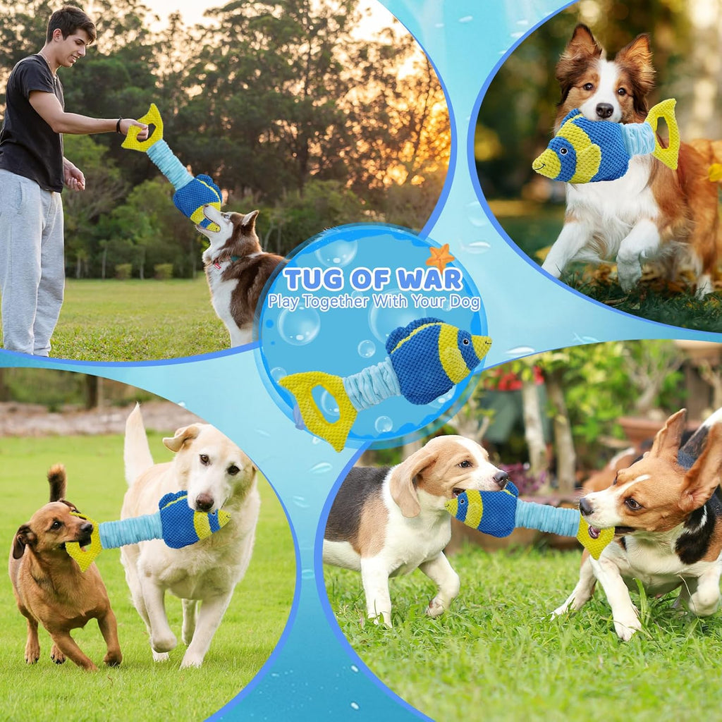 Dog Toys, Interactive Fish Puppy Toys with Crinkle Paper to Keep Them Busy
