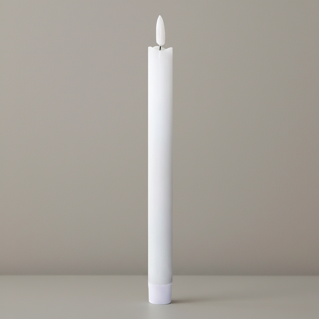 10 White Taper Candles with 2 Remotes - Remote-Adjustable Brightness, Safe for Homes & Events