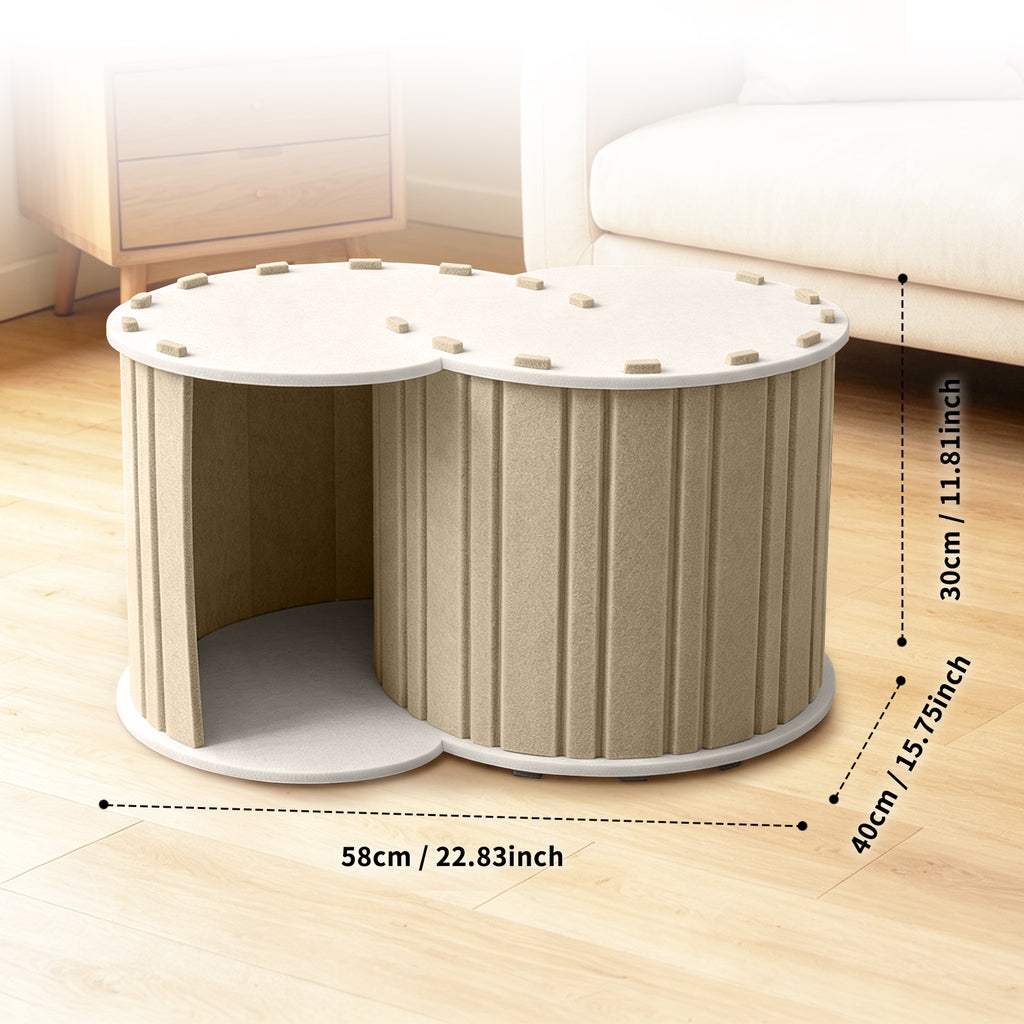 Cat Tunnel Bed with Hideaway House, Collapsible Indoor Cat Play Tunnel for Resting and Playing, Enclosed Pet Nest for Cats Kittens and Small Animals