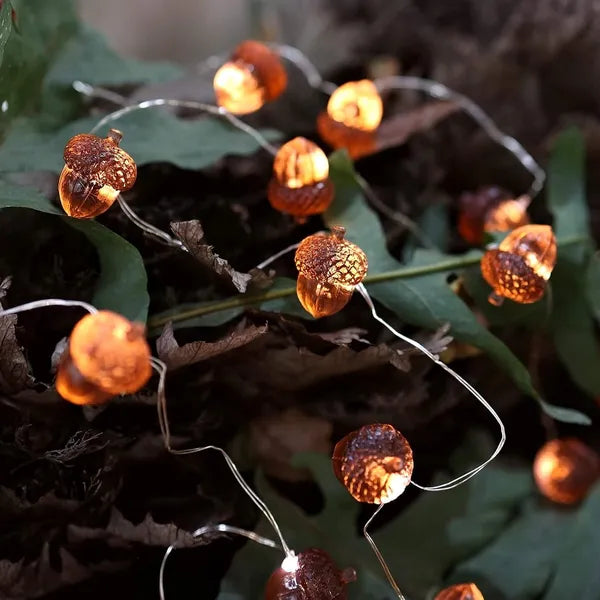 Aeelleea Acorn Fairy String Lights, 10ft 30 LED Battery Operated Fall Garland Lights for Thanksgiving Harvest Wedding Bedroom Decor