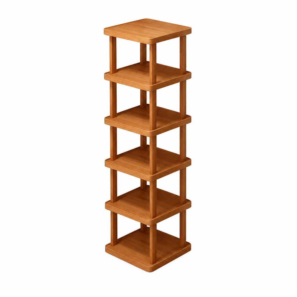 6 Tier Bamboo Narrow Shoe Rack, Vertical Space Saving Shoe Shelf Organizer for Entryway Closet Bedroom Hallway