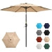 Patio Umbrella Outdoor Market Table Umbrella, 100% Polyester Sun Umbrella with Push Button Tilt and Crank, for Garden Deck Pool