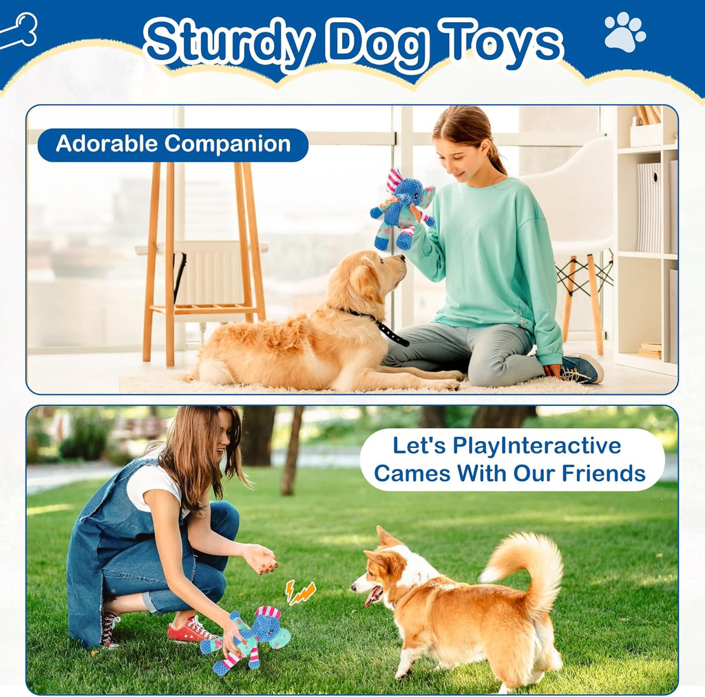 ZippyPawsToys Puppy Teething Interactive Chewing Plush Toy to Keep Them Busy, Best Birthday, Christmas, Halloween, Easter Gift, Elephant