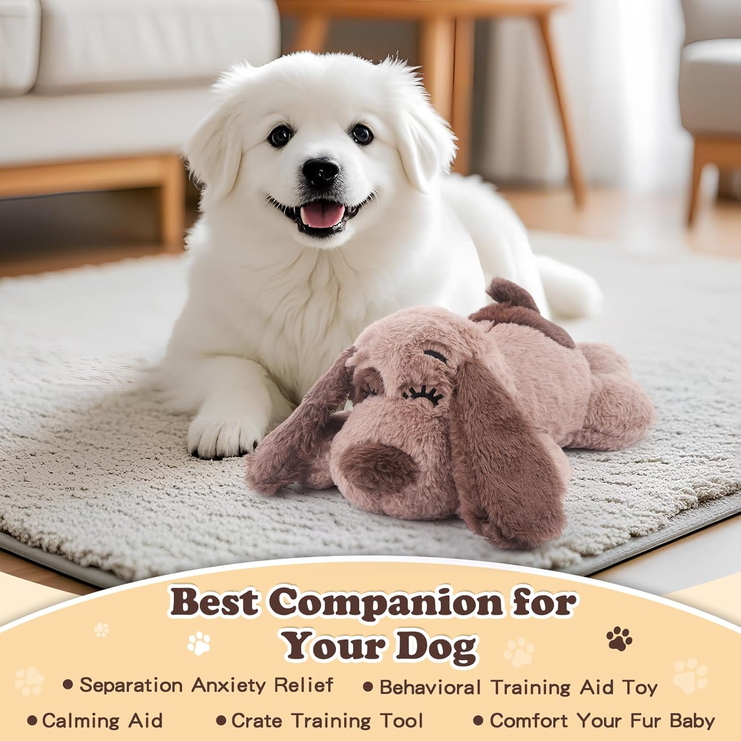 ZippyPaws Toy Dog Anxiety Relief Calming Aid Puppy Heartbeat Stuffed Animal Behavioral Training Sleep Aid Comfort Soother Plush Toy for Puppies Cats